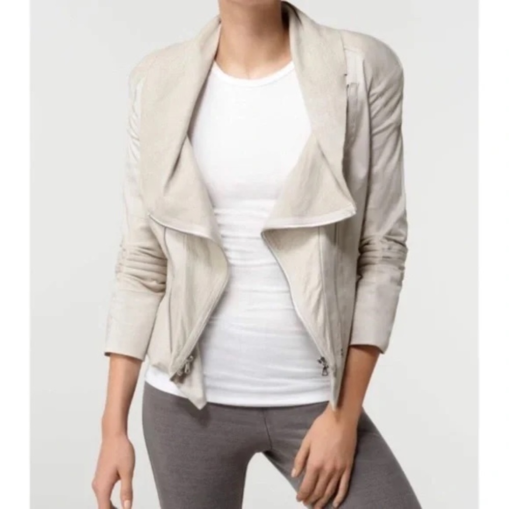 Alice + Olivia White Leather Cotton Moto Jacket size XS
